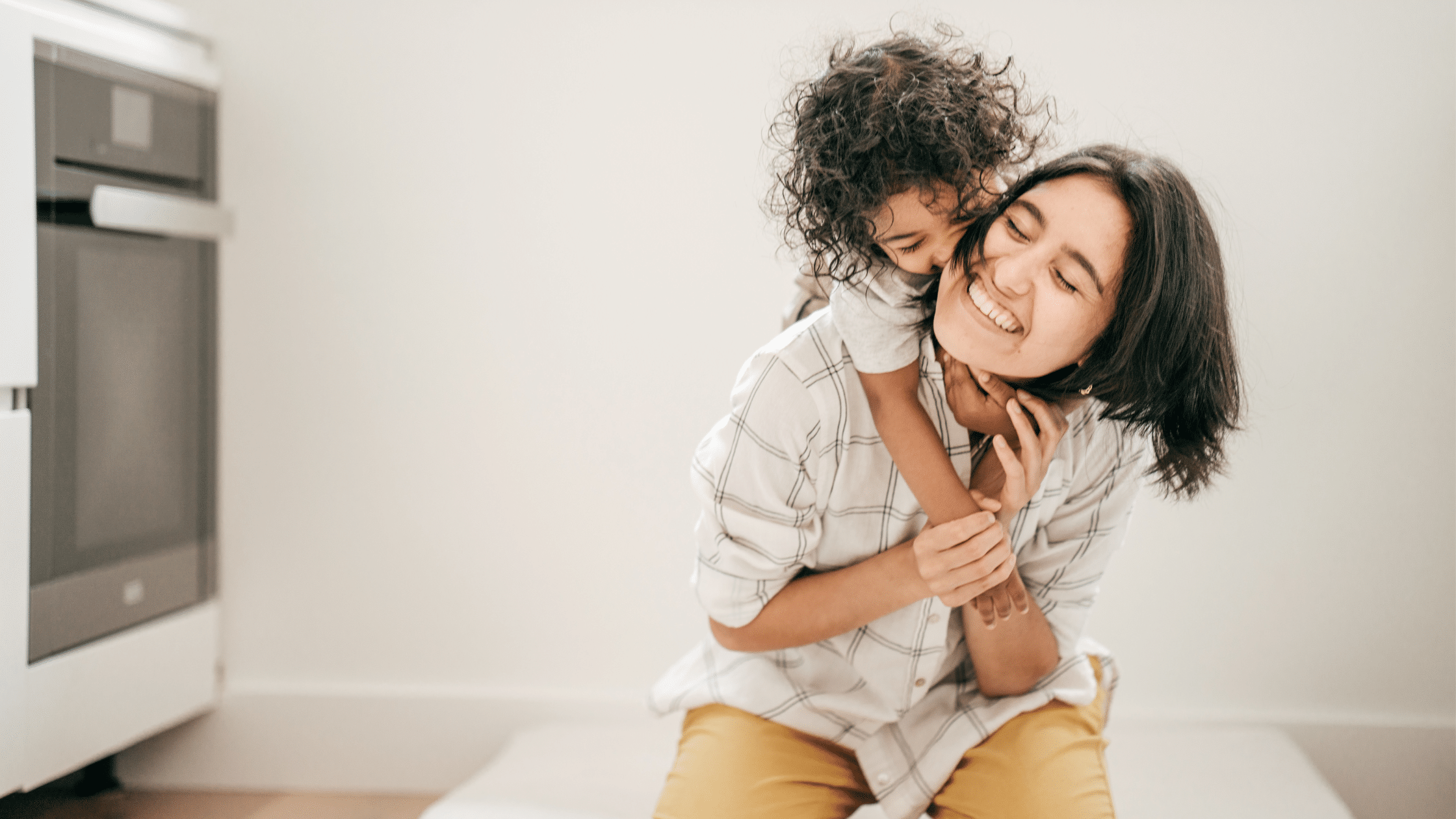 Mom and child enjoying time after work because homecare is the best nursing job for moms